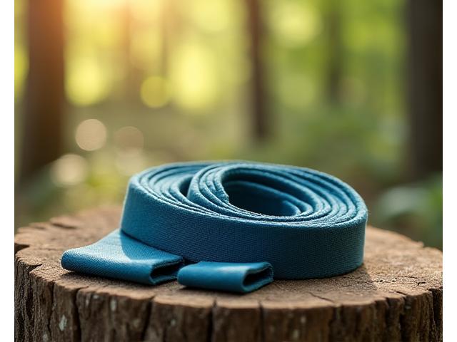 Close-up of Adventure Strap Set with yoga blocks in a forest clearing